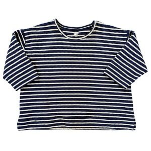 Lands End Quilted Navy white Striped Sweatshirt Women's Size 2X Short sleeve